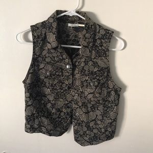 Floral Denim Vest